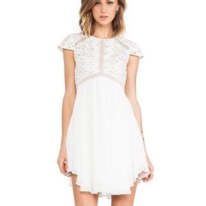 Lumiere Revolve Lace Bodice White Mini Dress Romantic Whimsy Bridal S
